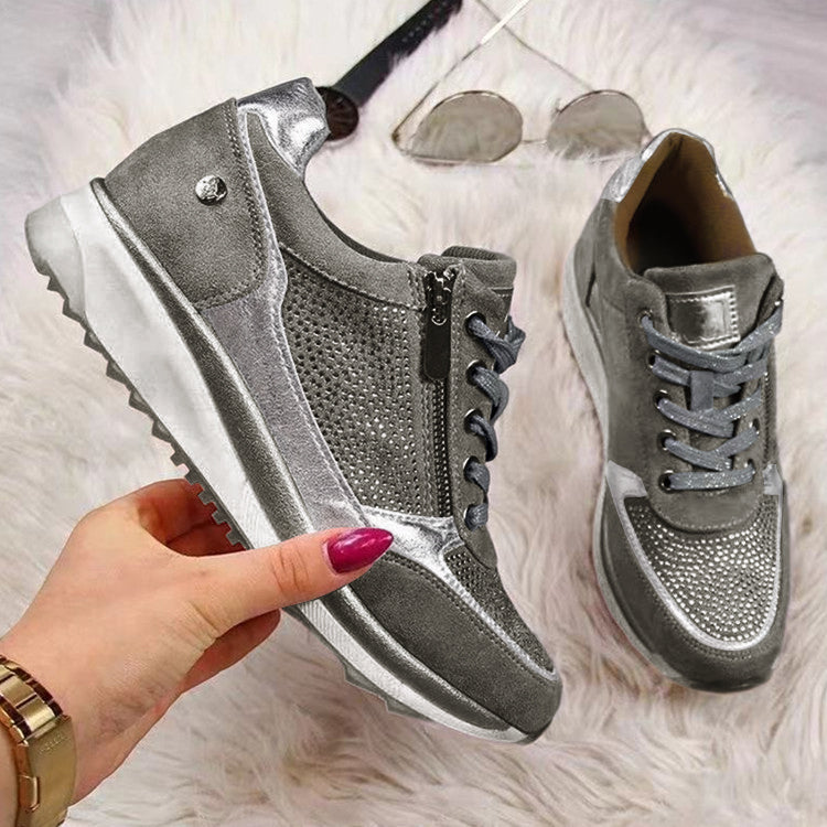 Margaret | Lace-Up Sneakers With Side Zipper