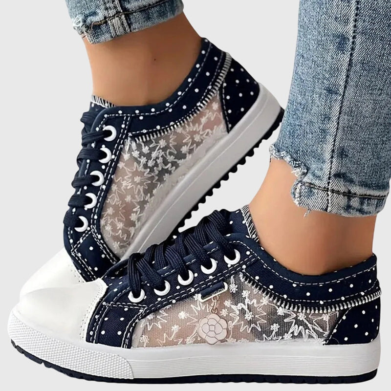 Theodora | Lace-Up Polka Dot Platform Sneakers