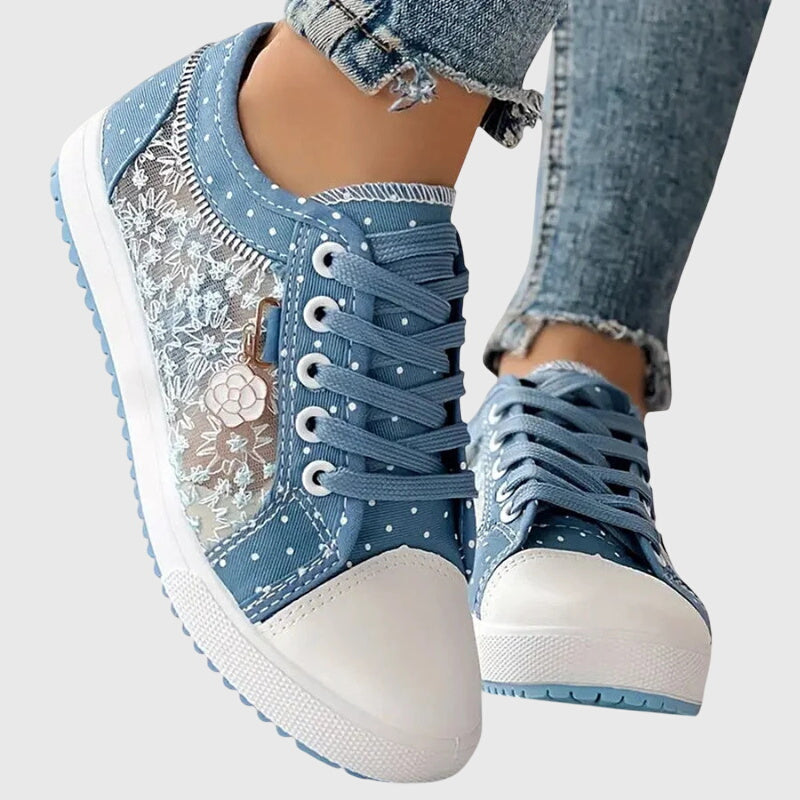Theodora | Lace-Up Polka Dot Platform Sneakers
