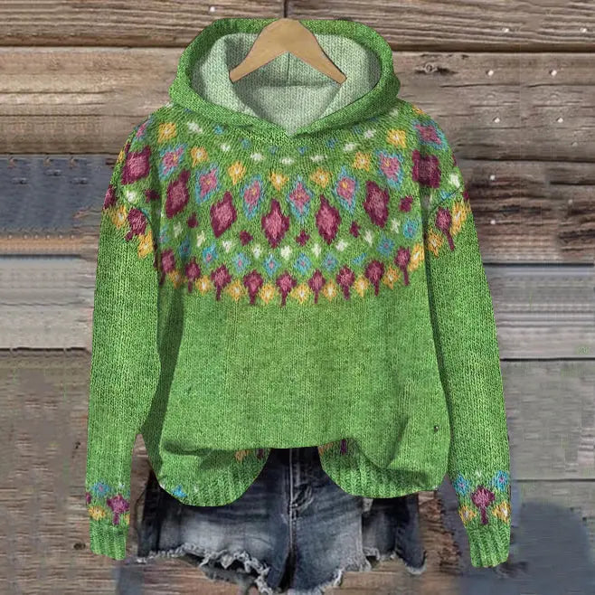 Yvette | Fair Isle Knit Hoodie Sweater