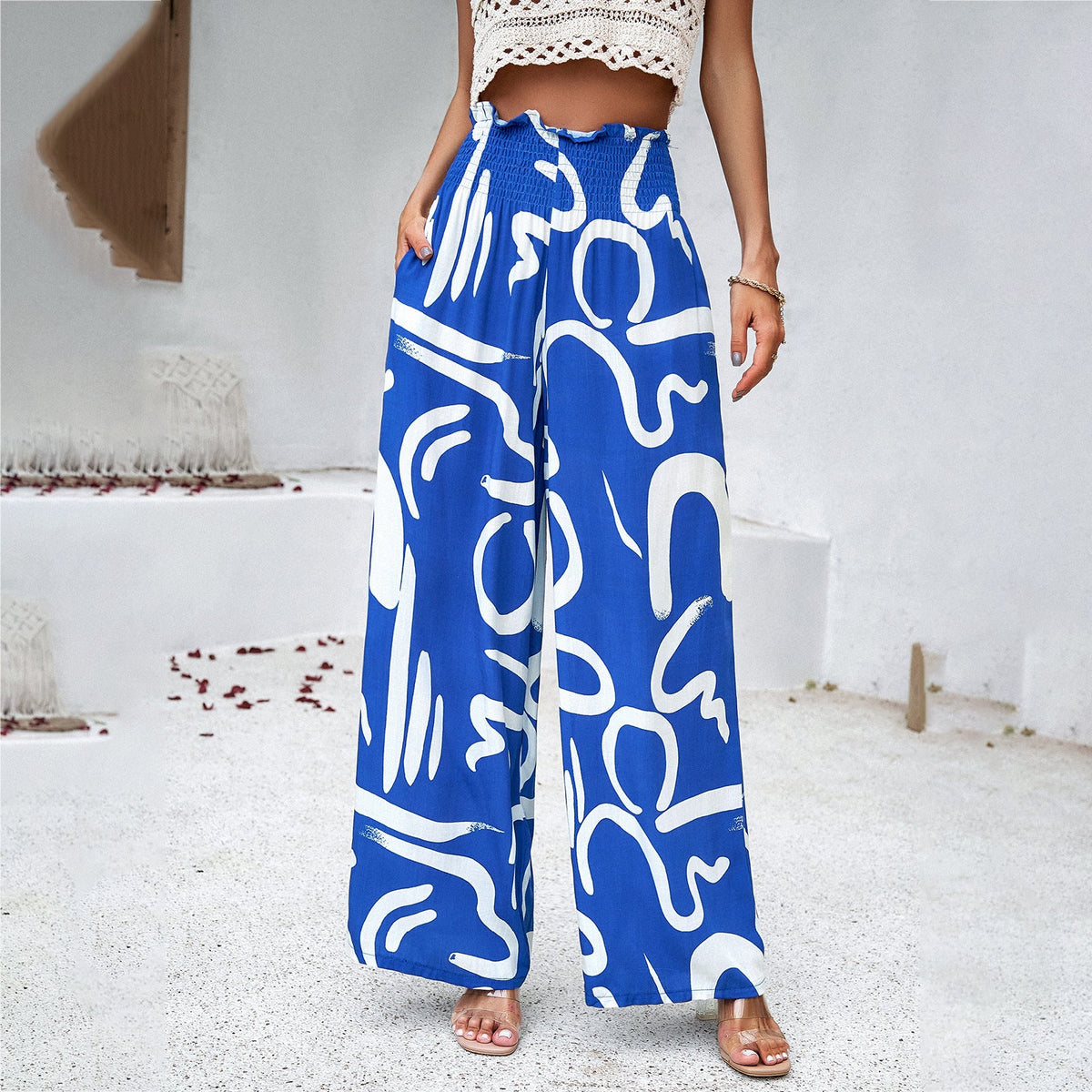 Marian | High-Waist Wide-Leg Printed Pants
