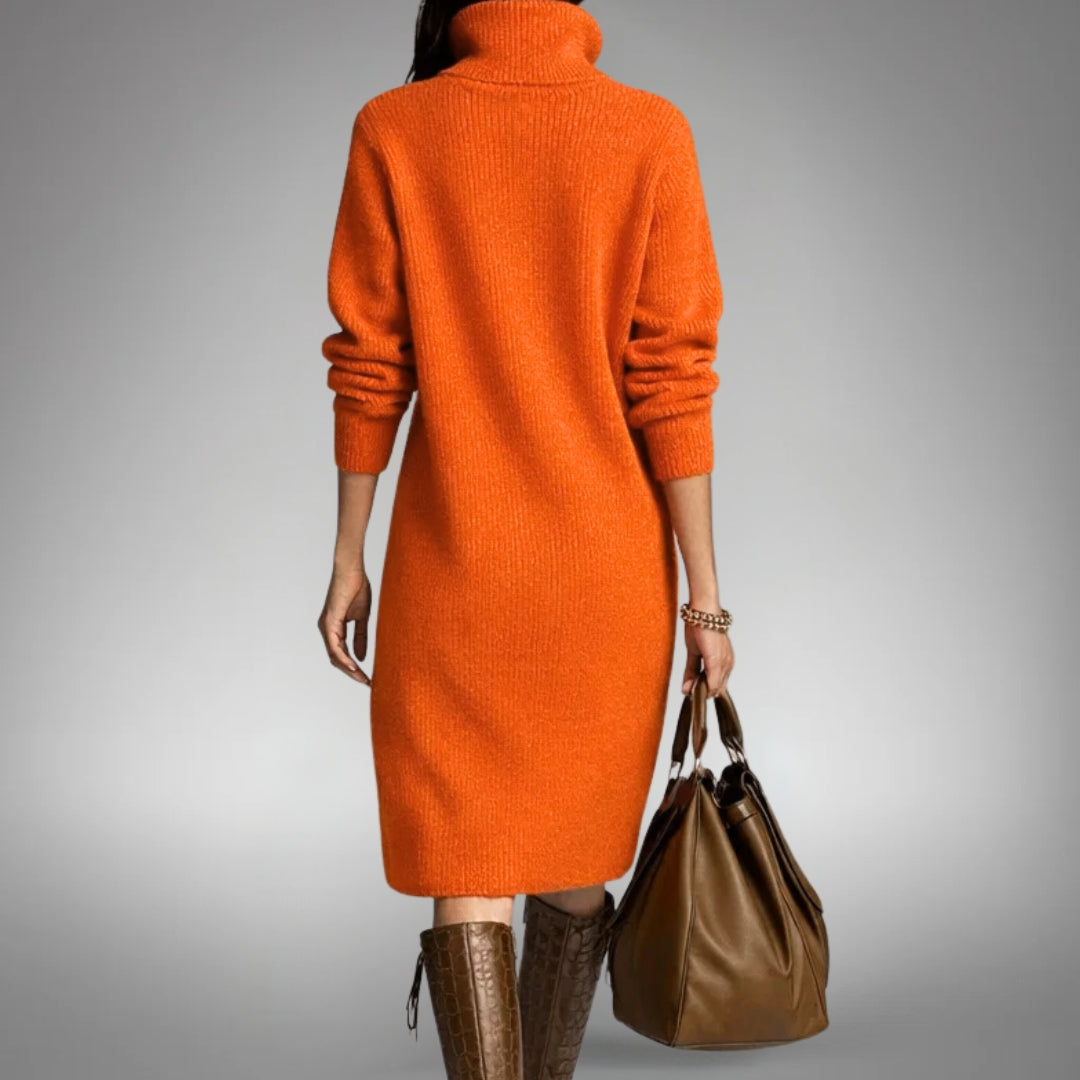 Selena | High-Neck Midi Dress With Button Collar