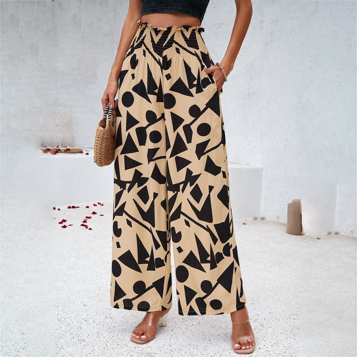 Marian | High-Waist Wide-Leg Printed Pants