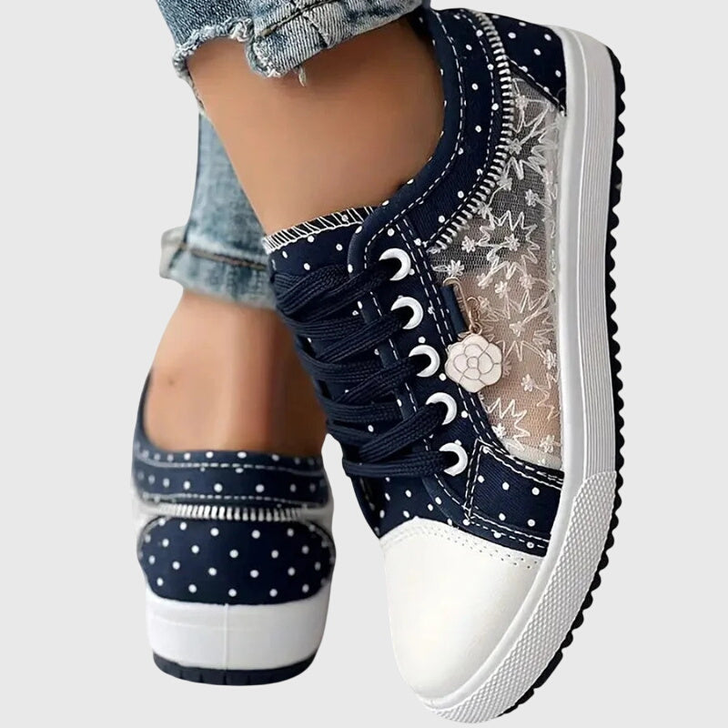 Theodora | Lace-Up Polka Dot Platform Sneakers