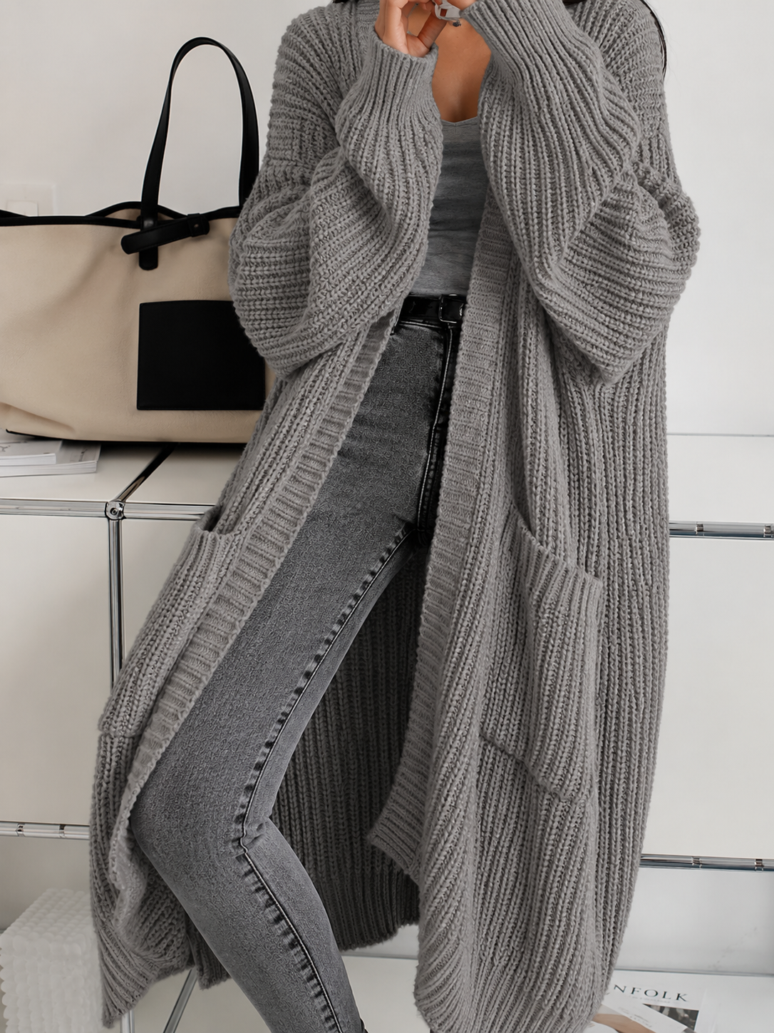 Hazel | Oversized Chunky Knit Longline Cardigan