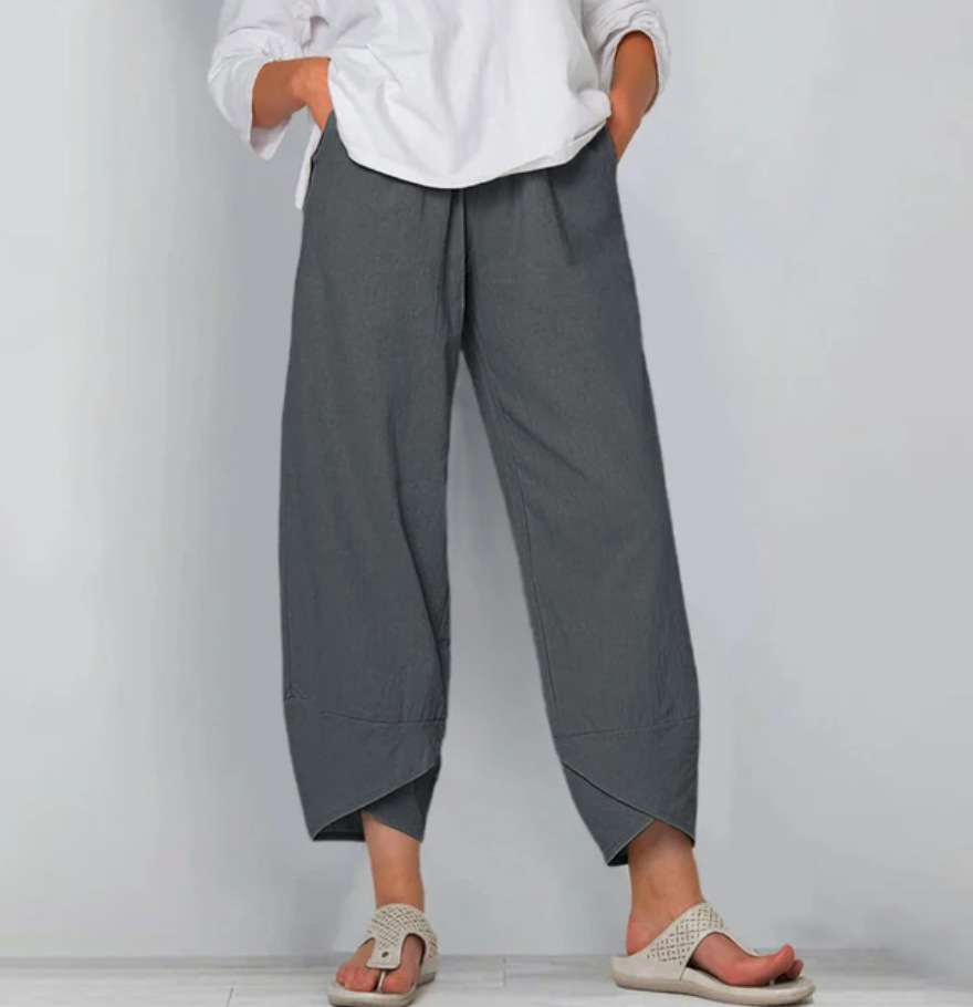 Claudia | Relaxed Linen-Blend Cropped Pants