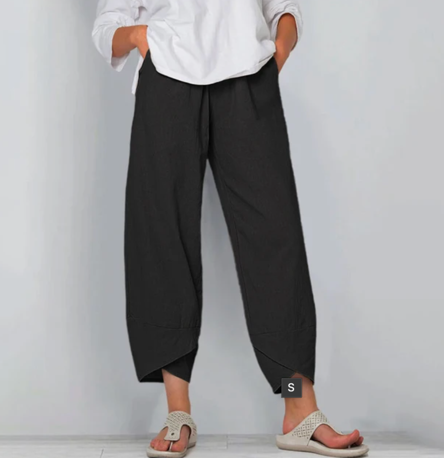 Claudia | Relaxed Linen-Blend Cropped Pants