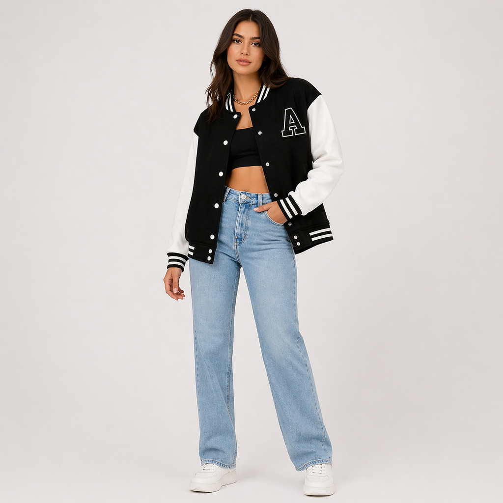 Jocelyn | Snap-Front Bomber Jacket With Contrast Sleeves