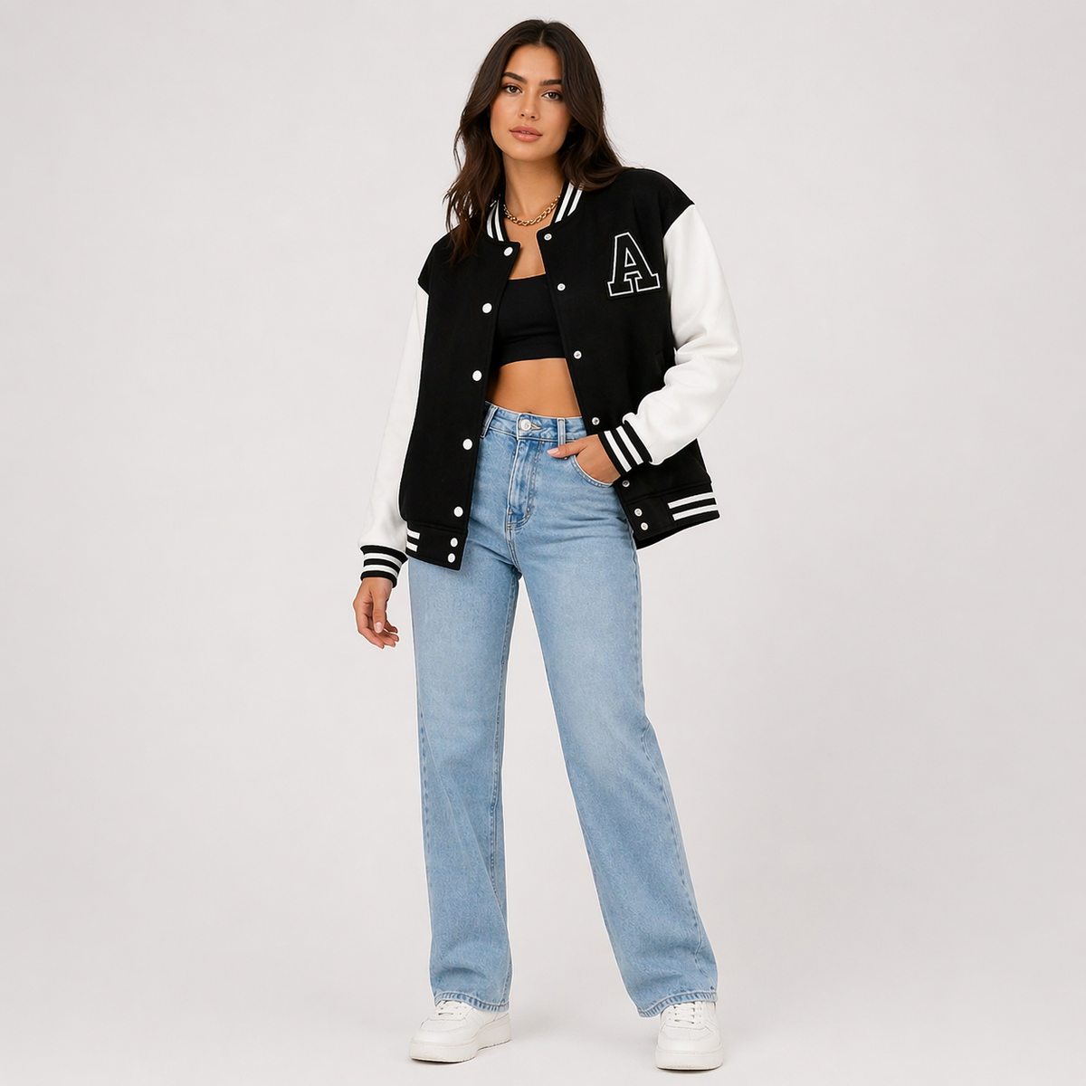 Jocelyn | Snap-Front Bomber Jacket With Contrast Sleeves