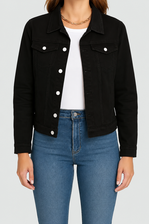 Alberta | Fitted Denim Jacket With Chest Pockets