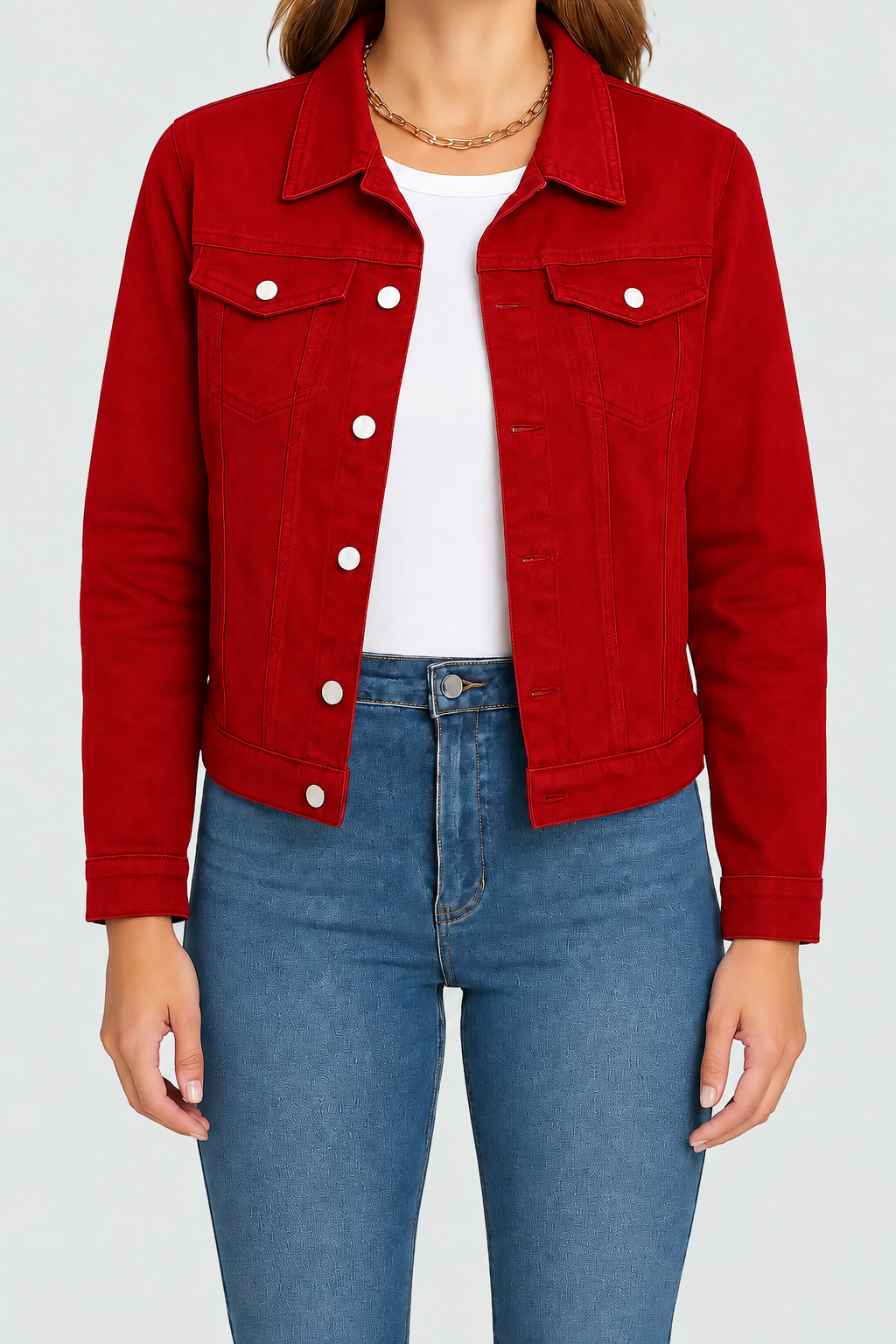 Alberta | Fitted Denim Jacket With Chest Pockets