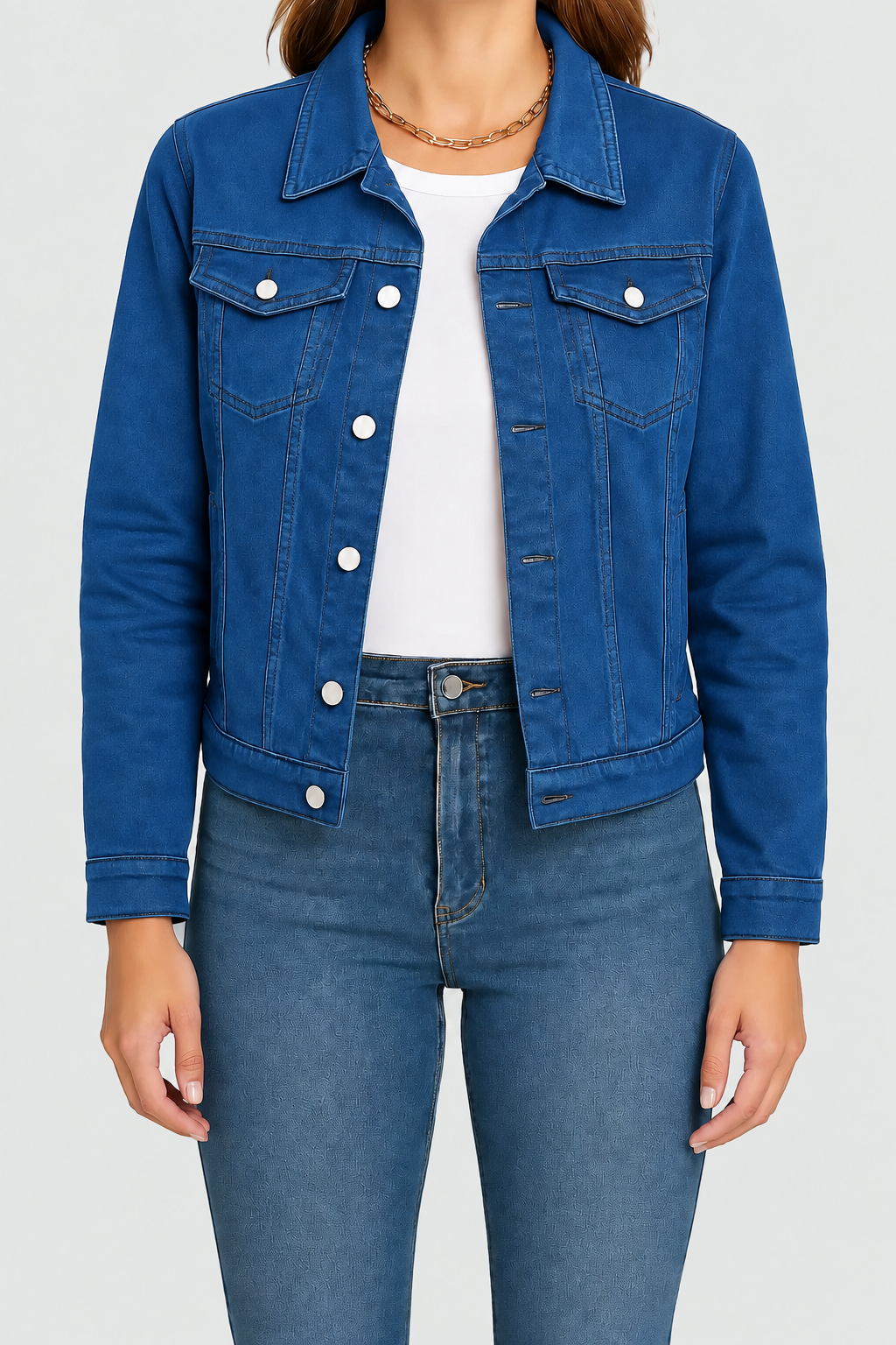 Alberta | Fitted Denim Jacket With Chest Pockets
