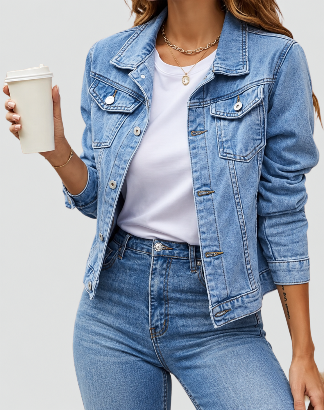 Alberta | Fitted Denim Jacket With Chest Pockets