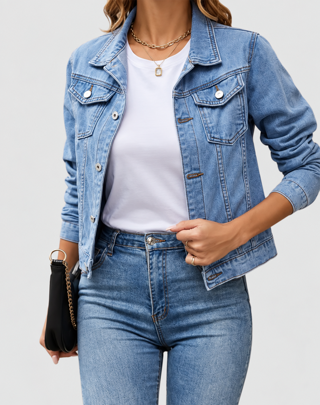 Alberta | Fitted Denim Jacket With Chest Pockets