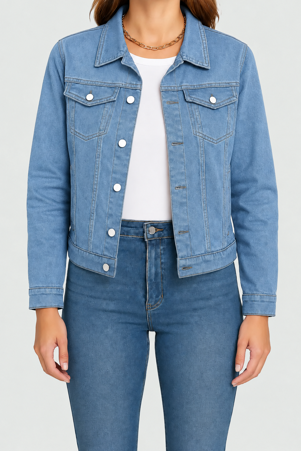 Alberta | Fitted Denim Jacket With Chest Pockets