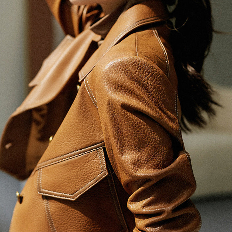 Hollie | Cropped Faux Leather Jacket With Flap Pockets