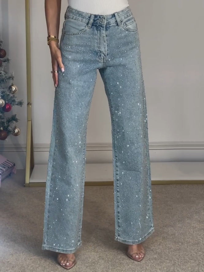 Pamela | High-Rise Wide-Leg Jeans With Glitter Details