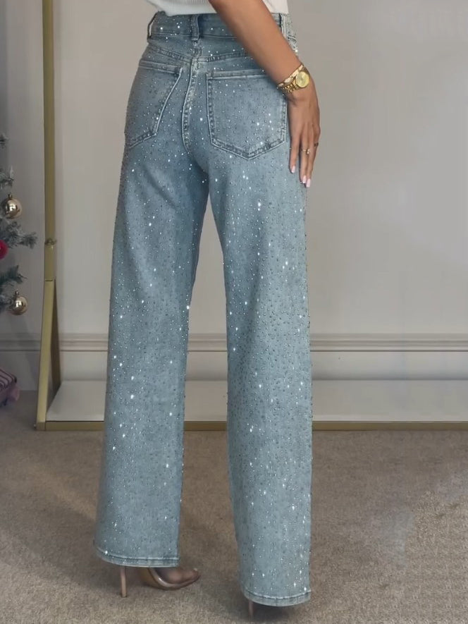 Pamela | High-Rise Wide-Leg Jeans With Glitter Details