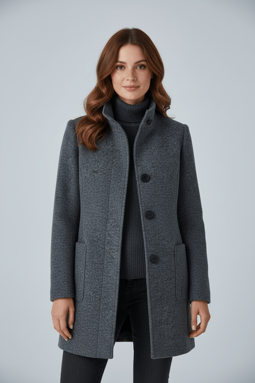 Ivy | Stand Collar Coat With Patch Pockets