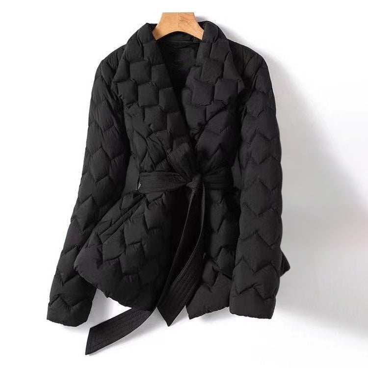 Liesel | Belted Down Jacket With Lapel Collar
