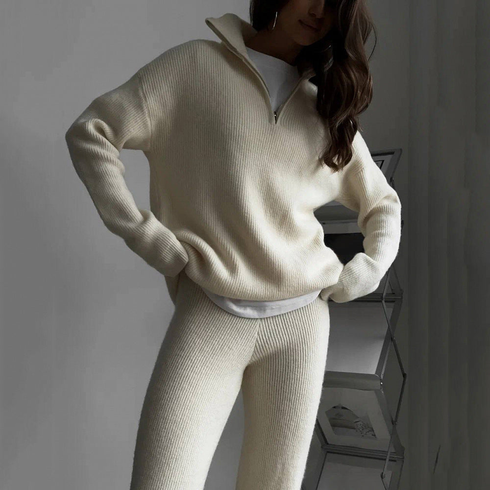 Alanna | Half-Zip Knit Sweater And Pants Set