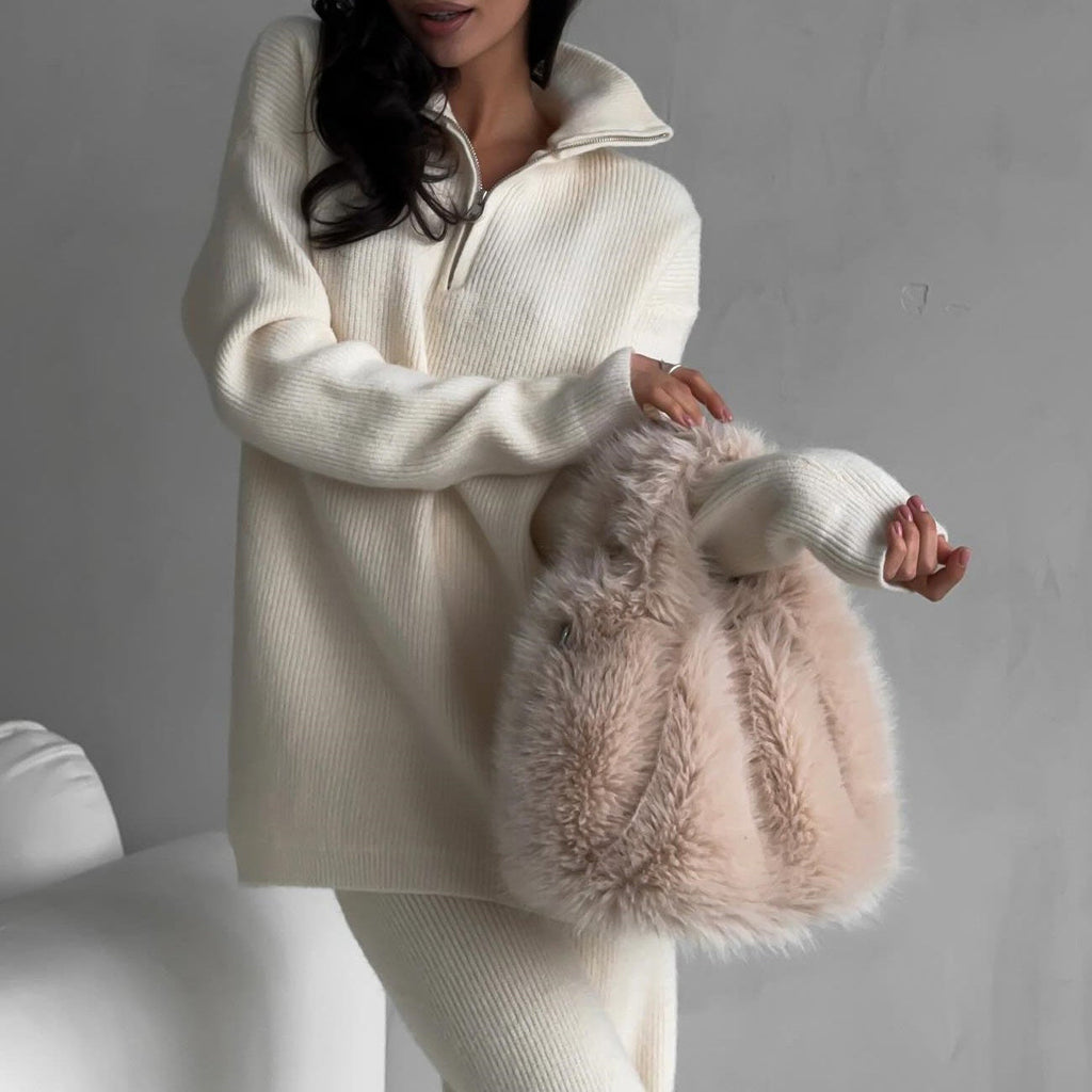 Alanna | Half-Zip Knit Sweater And Pants Set