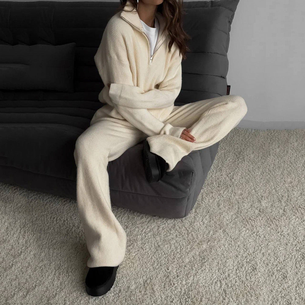 Alanna | Half-Zip Knit Sweater And Pants Set