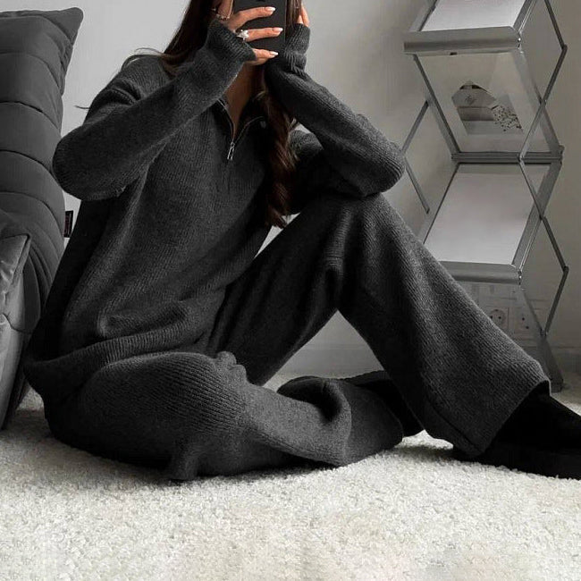 Alanna | Half-Zip Knit Sweater And Pants Set