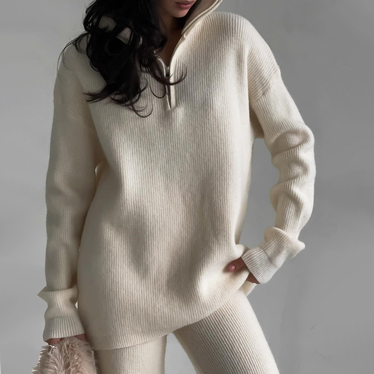 Alanna | Half-Zip Knit Sweater And Pants Set
