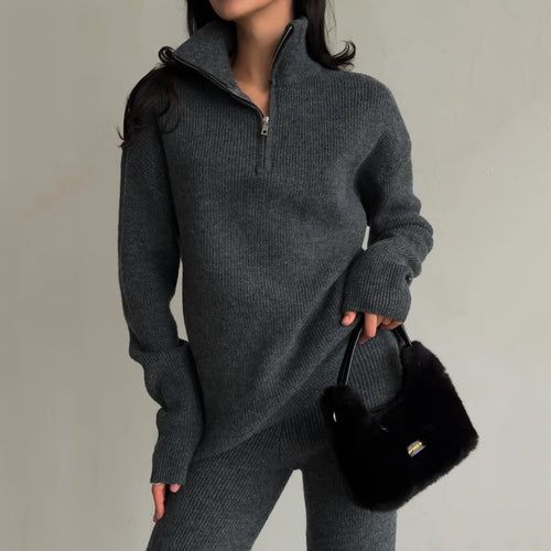 Alanna | Half-Zip Knit Sweater And Pants Set