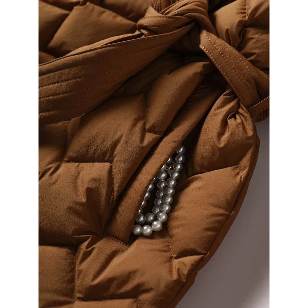 Liesel | Belted Down Jacket With Lapel Collar