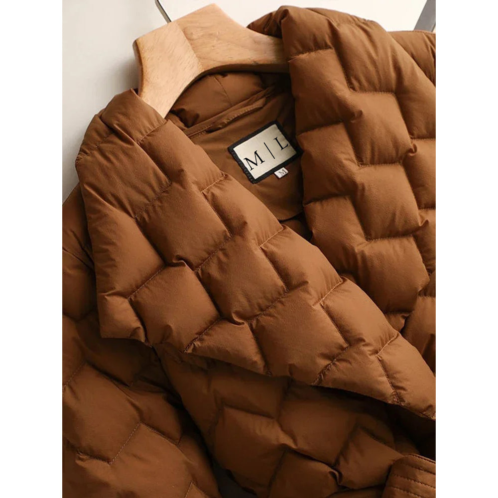 Liesel | Belted Down Jacket With Lapel Collar