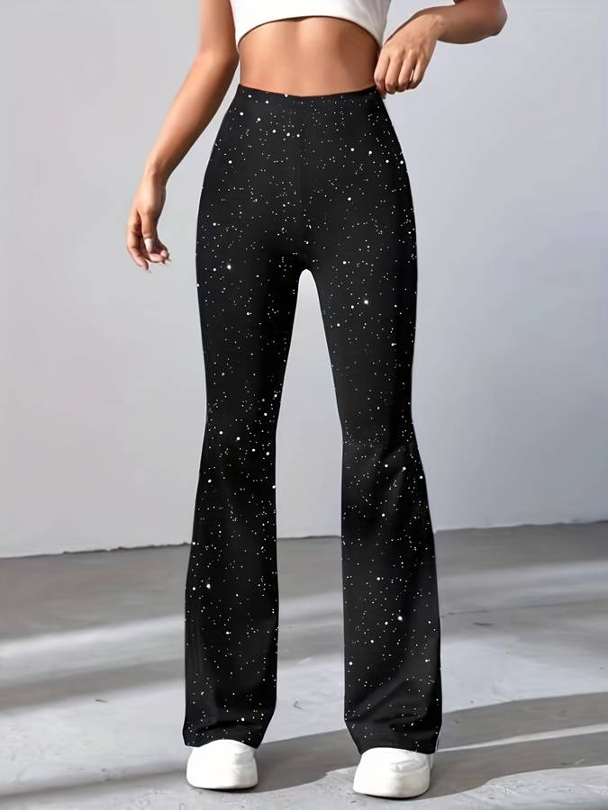 Denise | High-Waisted Glitter Flare Pants