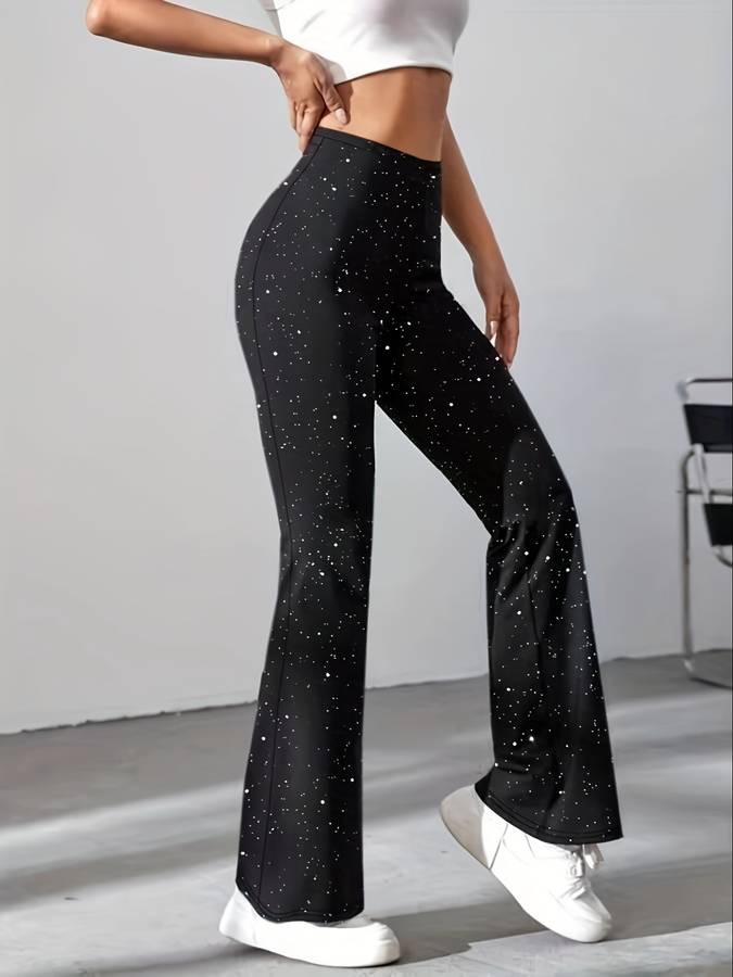 Denise | High-Waisted Glitter Flare Pants
