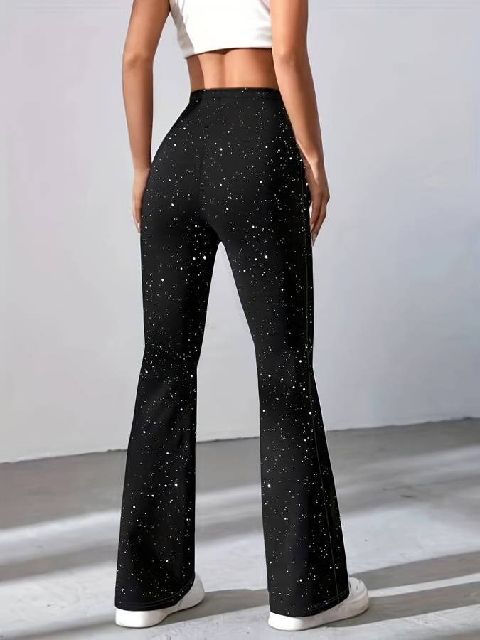 Denise | High-Waisted Glitter Flare Pants