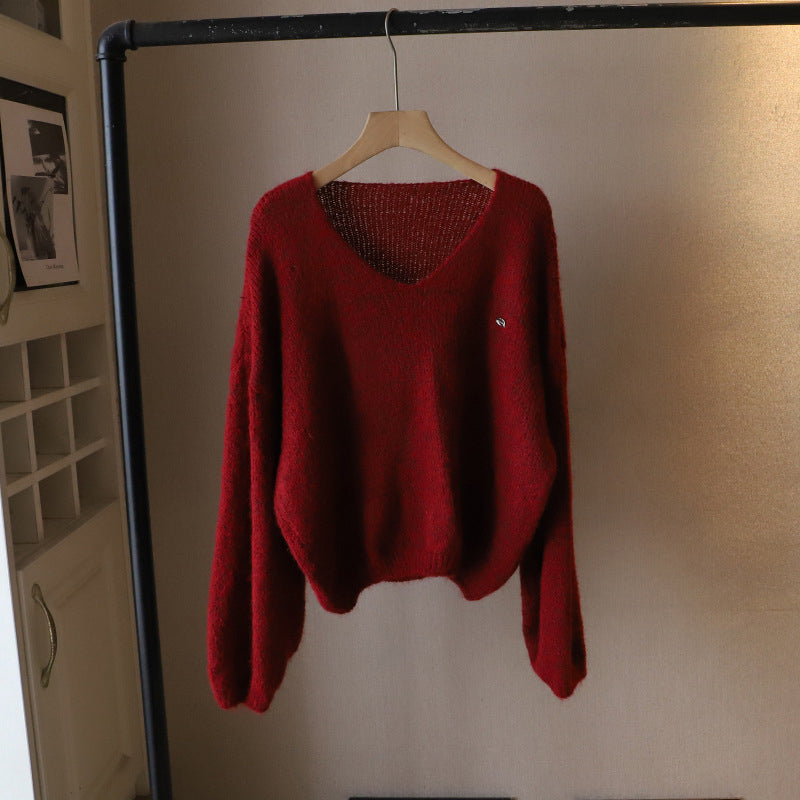 Xanthe | Loose V-Neck Sweater With Ribbed Hem