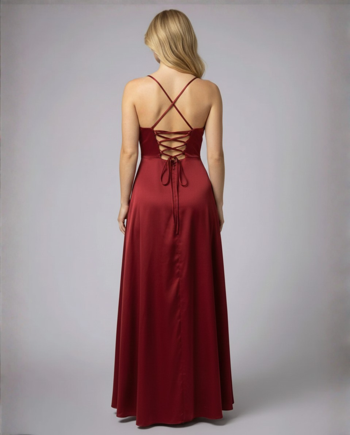 Violet | Cowl Neck Maxi Dress With Lace-Up Back