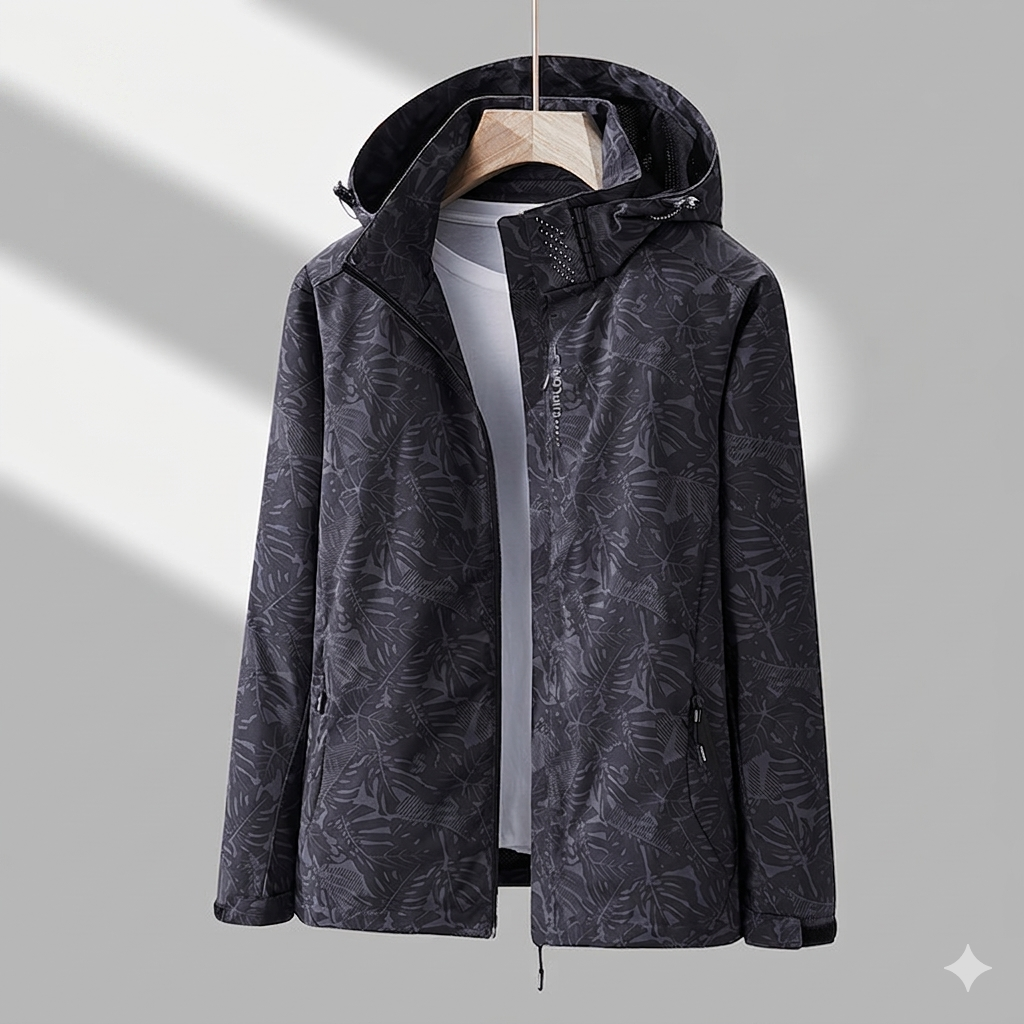 Talia | Hooded Zip-Up Jacket With Leaf Print