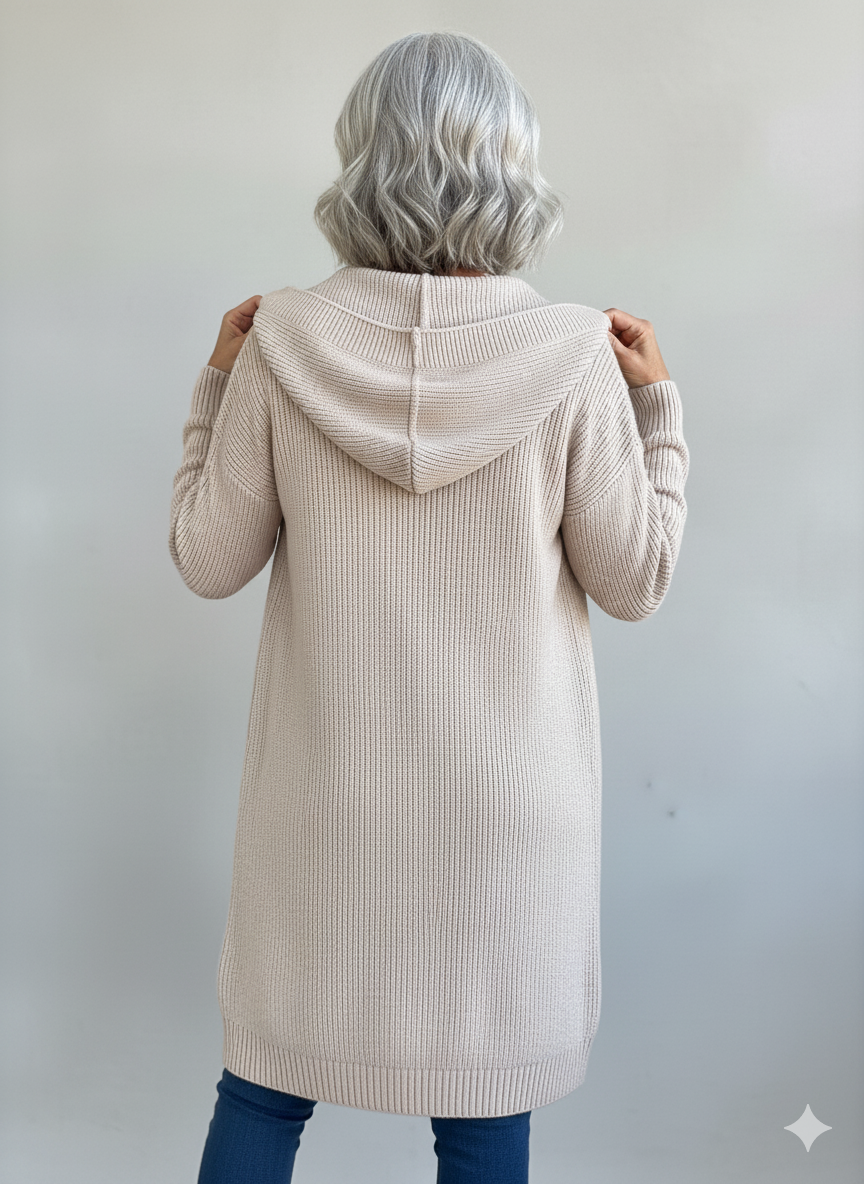 Jean | Longline Hooded Cardigan With Buttons