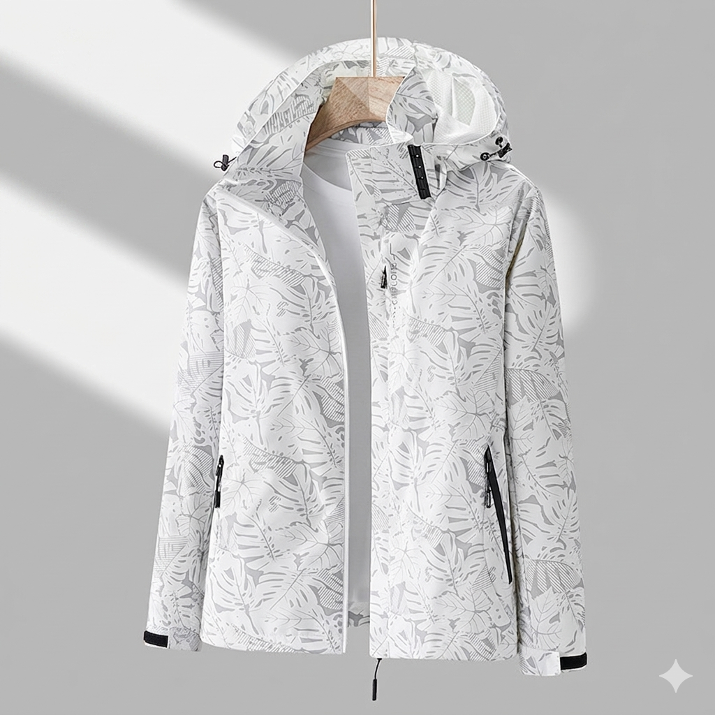 Talia | Hooded Zip-Up Jacket With Leaf Print