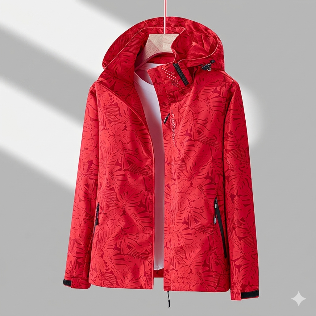 Talia | Hooded Zip-Up Jacket With Leaf Print