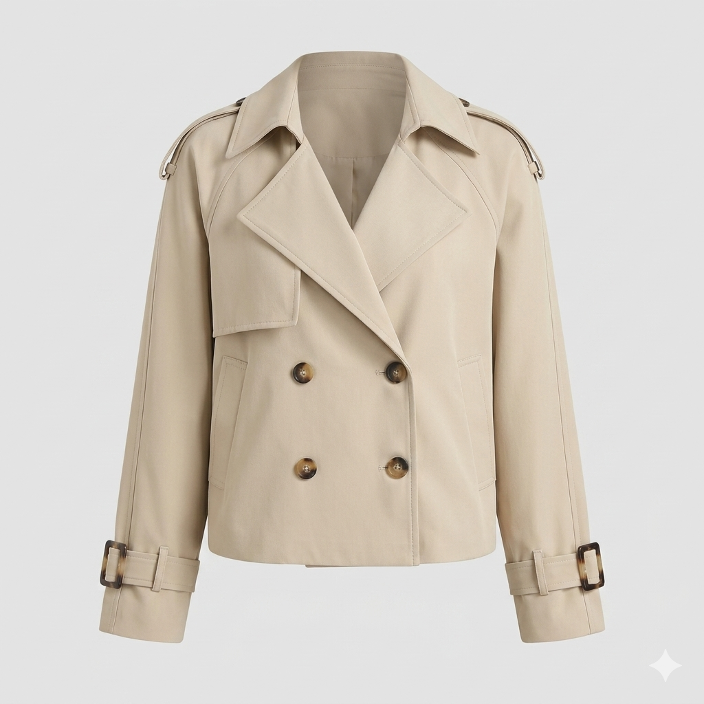 Lydia | Cropped Double-Breasted Trench Coat