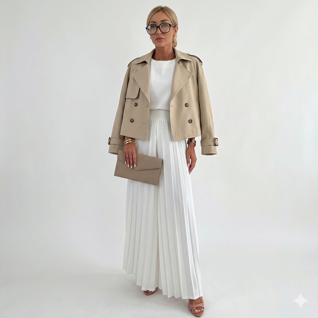 Lydia | Cropped Double-Breasted Trench Coat