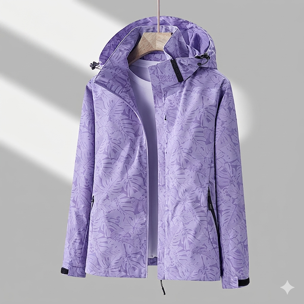 Talia | Hooded Zip-Up Jacket With Leaf Print