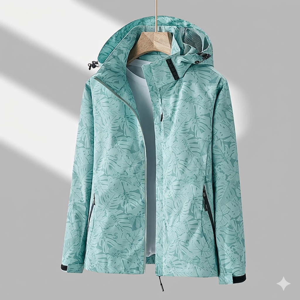 Talia | Hooded Zip-Up Jacket With Leaf Print