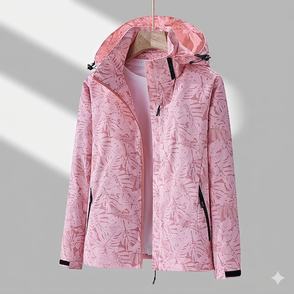 Talia | Hooded Zip-Up Jacket With Leaf Print
