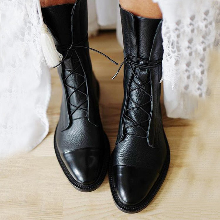 Adaline | Lace-Up Ankle Boots With Cap Toe