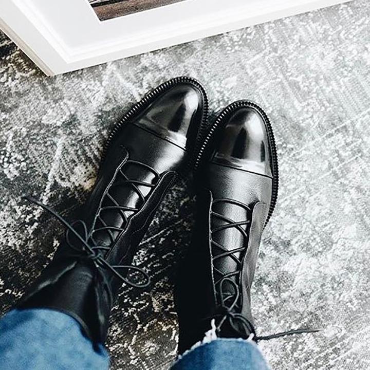 Adaline | Lace-Up Ankle Boots With Cap Toe