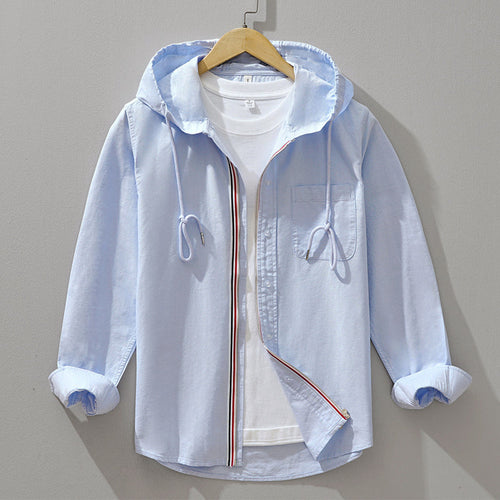Amalia | Hooded Cotton Shirt With Zip Front
