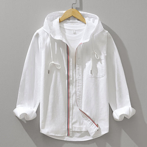 Amalia | Hooded Cotton Shirt With Zip Front